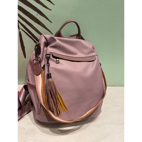 Women Purple PU Leather Anti Theft Shoulder Bags with Tassel main image 6